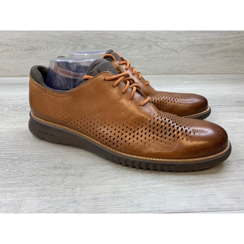 Cole Haan 2.ZeroGrand Laser Wingtip Oxford Men's 10 British Tan Shoes